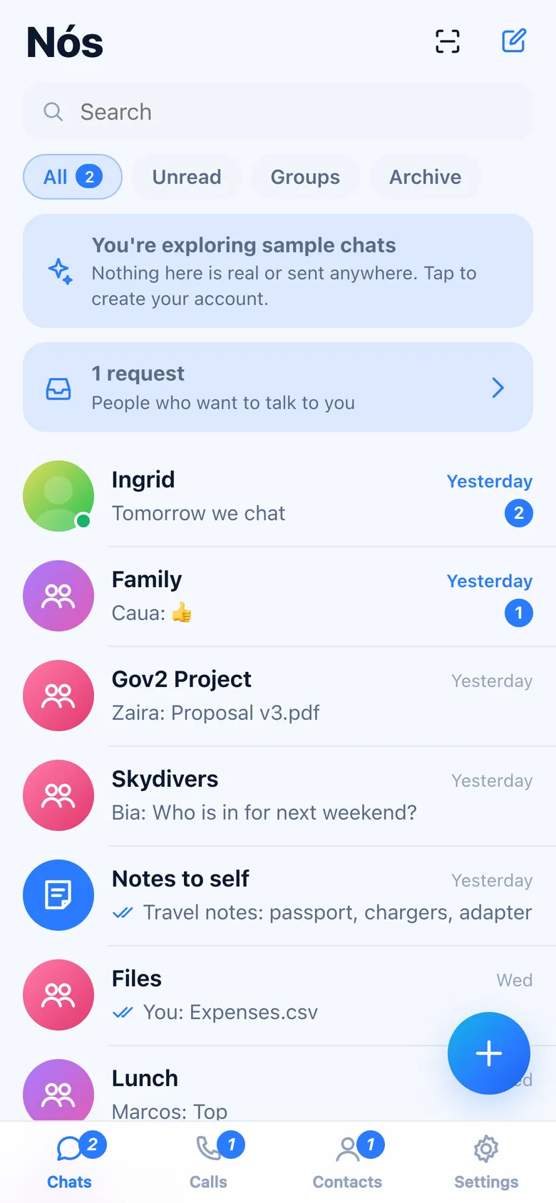 The Chats tab