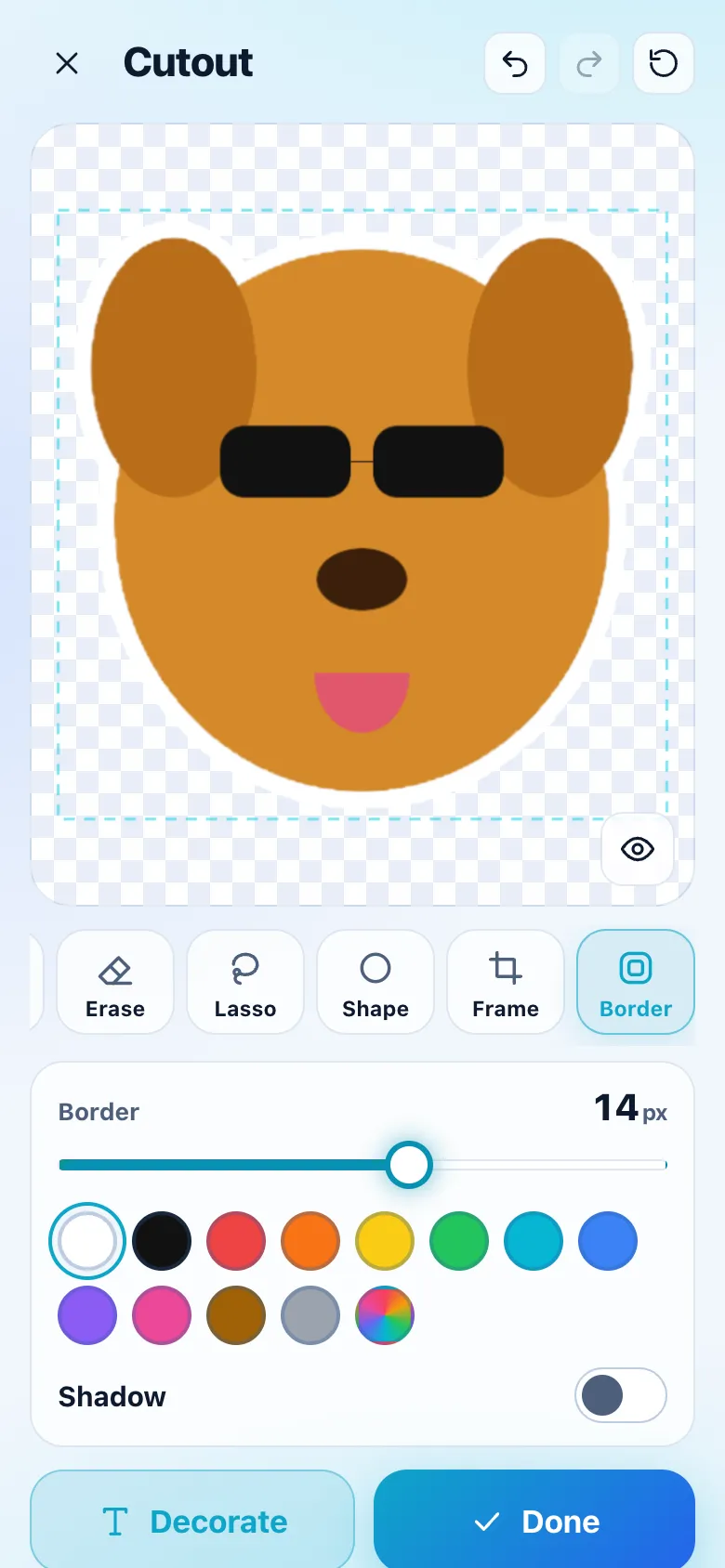 Cutout with the border tool